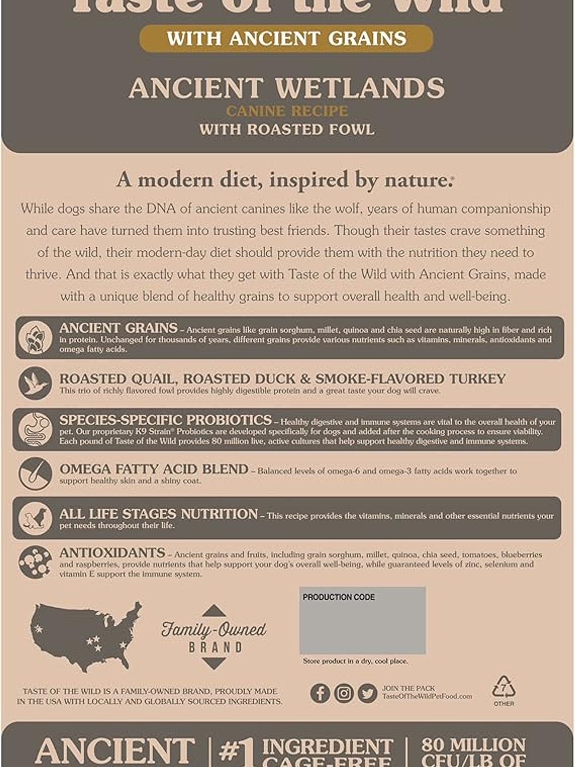 TASTE OF THE WILD PERRO ANCIENT GRAINS WETLANDS (PATO) 12.7 KG 2