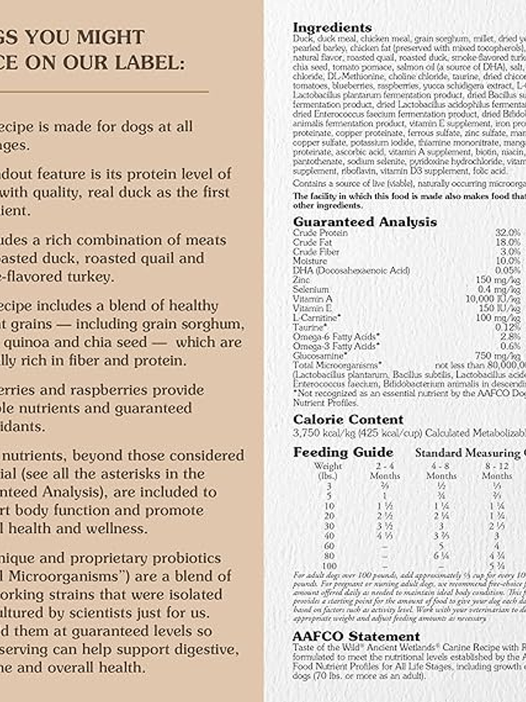 TASTE OF THE WILD PERRO ANCIENT GRAINS WETLANDS (PATO) 12.7 KG 3