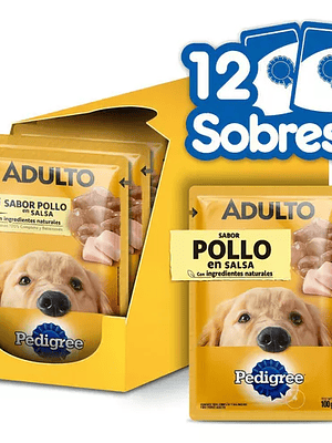 Pedigree alimento húmedo sobrecito perro adulto Pollo 12 unidades