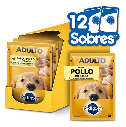 Pedigree alimento húmedo sobrecito perro adulto Pollo 12 unidades