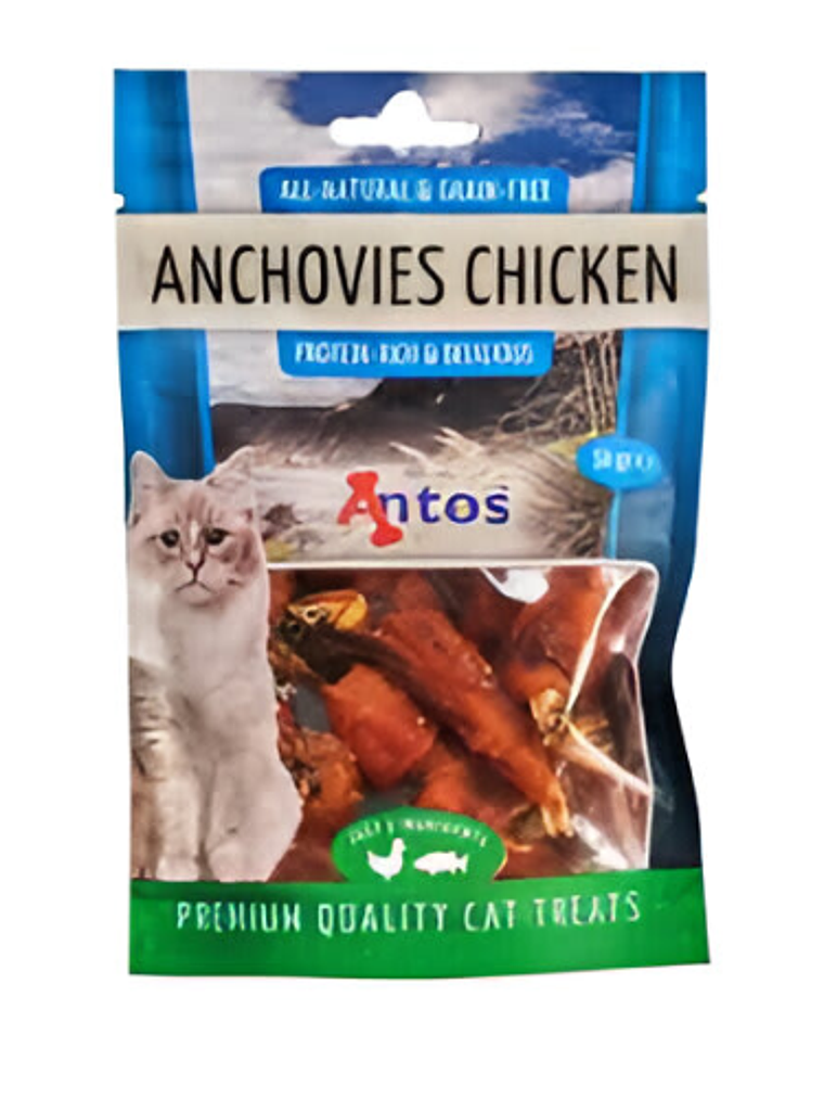 Snack Antos Gato Anchoas y Pollo 50 Grs 1