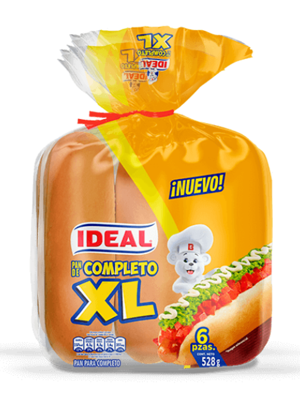 Pan Completo Ideal XL 528 g 6 un 1