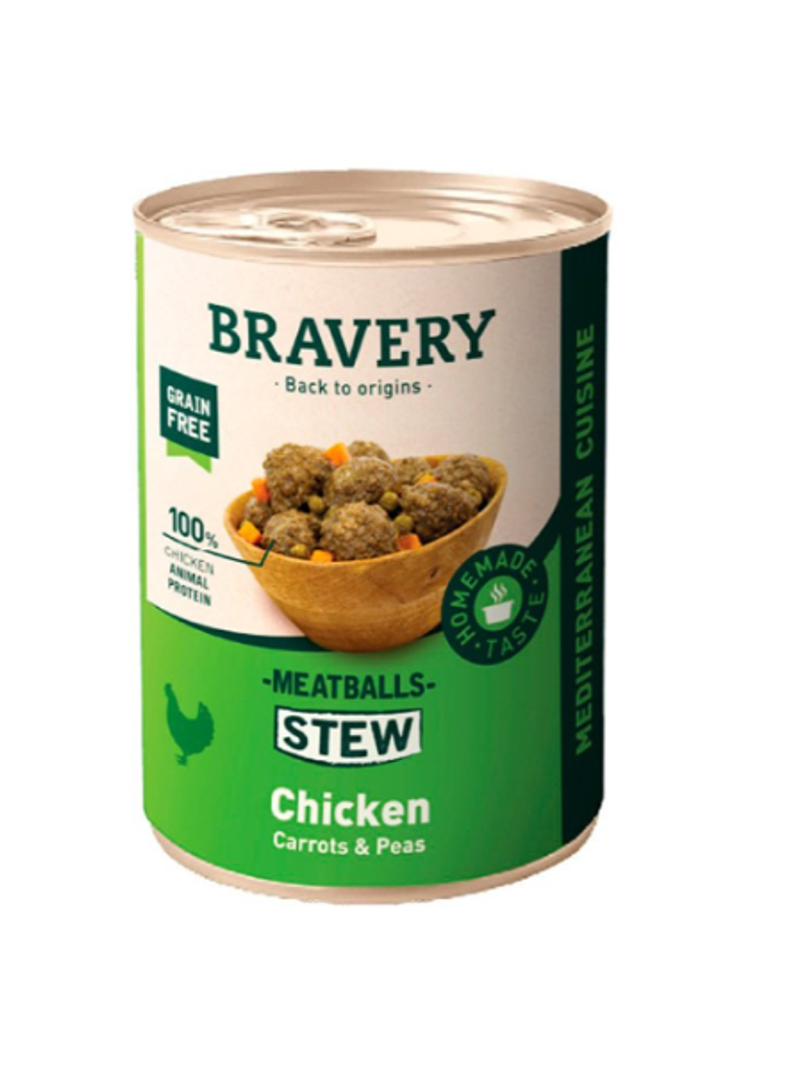 Bravery Alimento Húmedo Natural para Perro Adulto Receta Estofado de Albóndigas de Pollo, 415 g 1