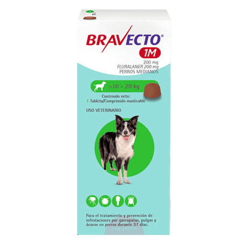 Bravecto Perro 200 Mg 10-20 Kg 1 Mes