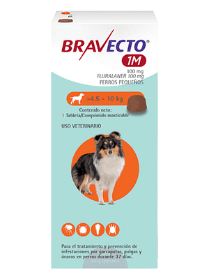 Bravecto Perros 100 Mg 4,5-10 Kg 1 Mes