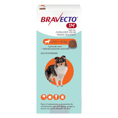 Bravecto Perros 100 Mg 4,5-10 Kg 1 Mes