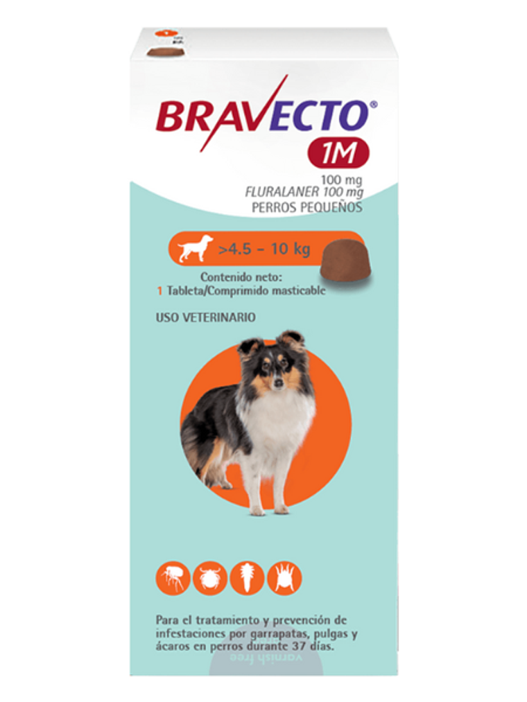 Bravecto Perros 100 Mg 4,5-10 Kg 1 Mes 1