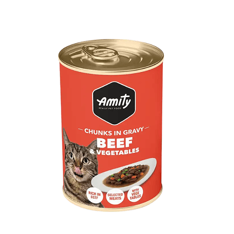 Latas Amity Chunks Beef & Vegetable Adult Cat Wet Food 415 Gr