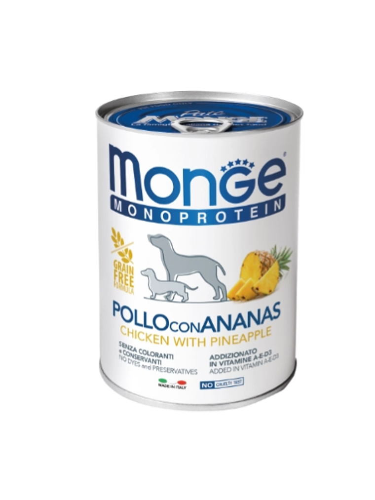 Lata Monge Perro Pollo con Piña 400 Grs 1
