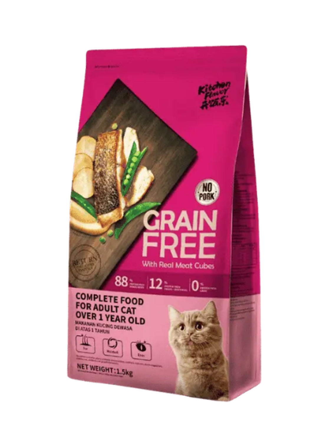 Kitchen Flavor - Alimento Grain Free Gato Adulto Trozo Salmón 1,5 Kg 1