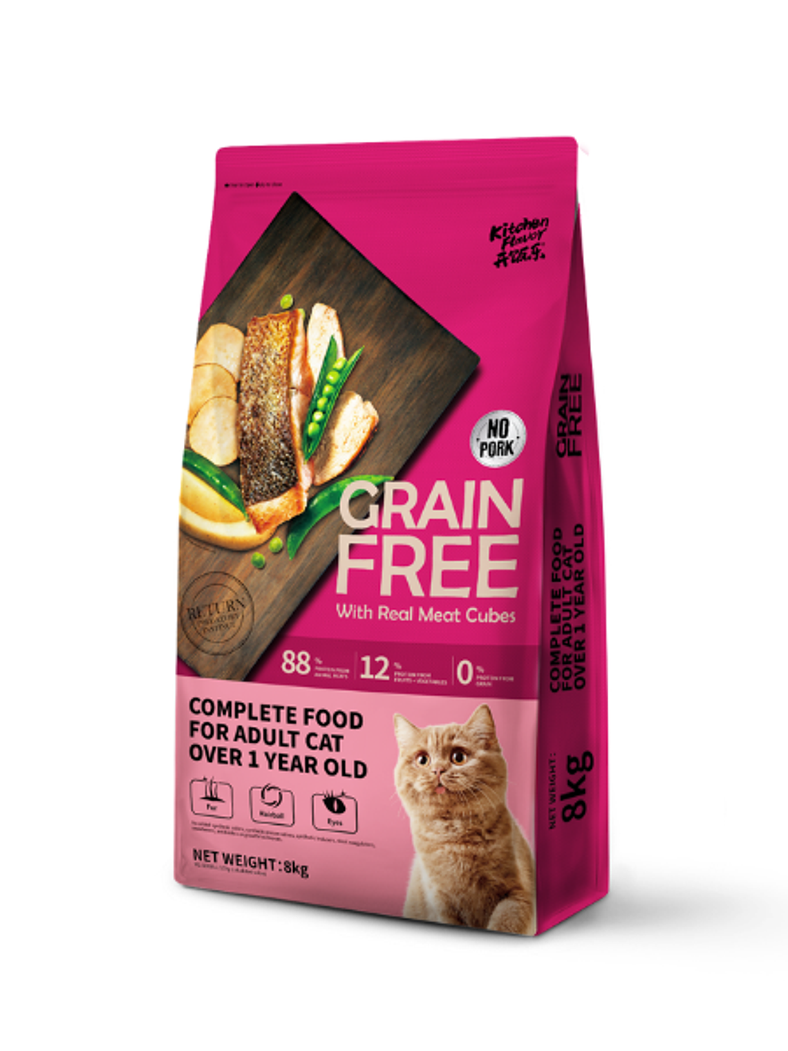 Kitchen Flavor - Alimento Grain Free Gato Adulto Trozo Salmón 8 Kg 1