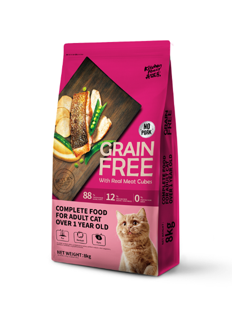 Kitchen Flavor - Alimento Grain Free Gato Adulto Trozo Salmón 8 Kg 1