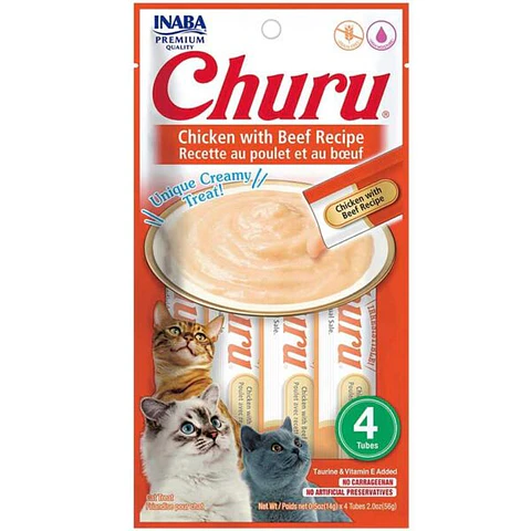 Snack Cremoso para Gato Inaba Churu Pollo con Carne 4 x 14 g