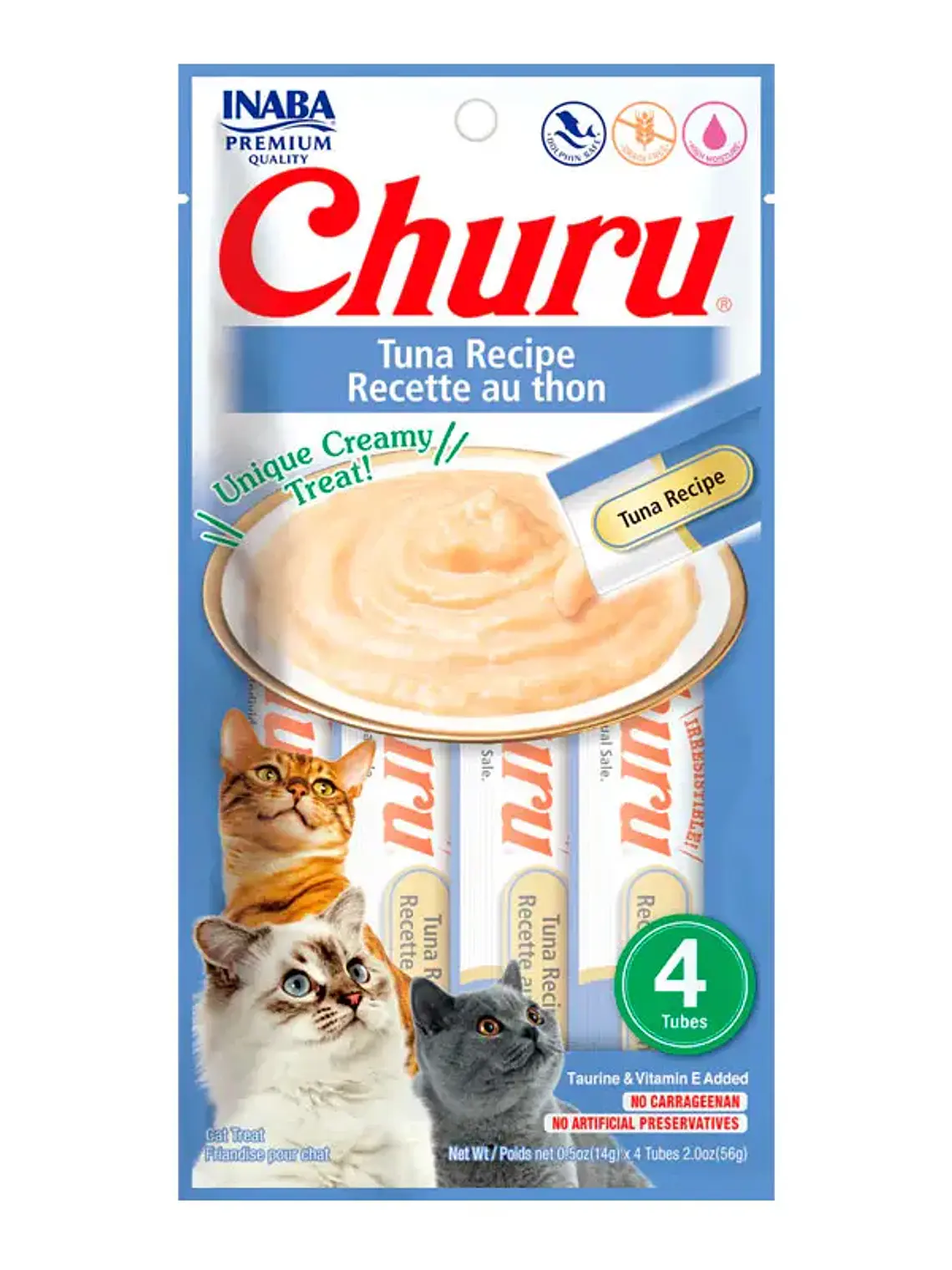 Snack Cremoso para Gato Inaba Churu Atún y Salmón 4 x 14 g 1