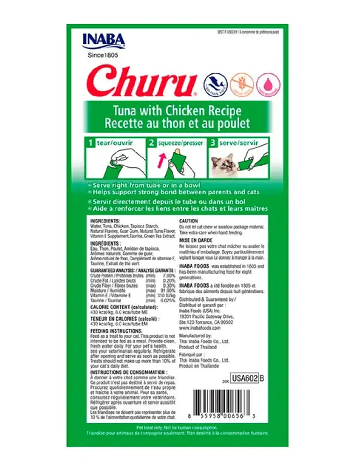Snack Cremoso para Gato Inaba Churu Atún con Pollo 4 x 14 g 2
