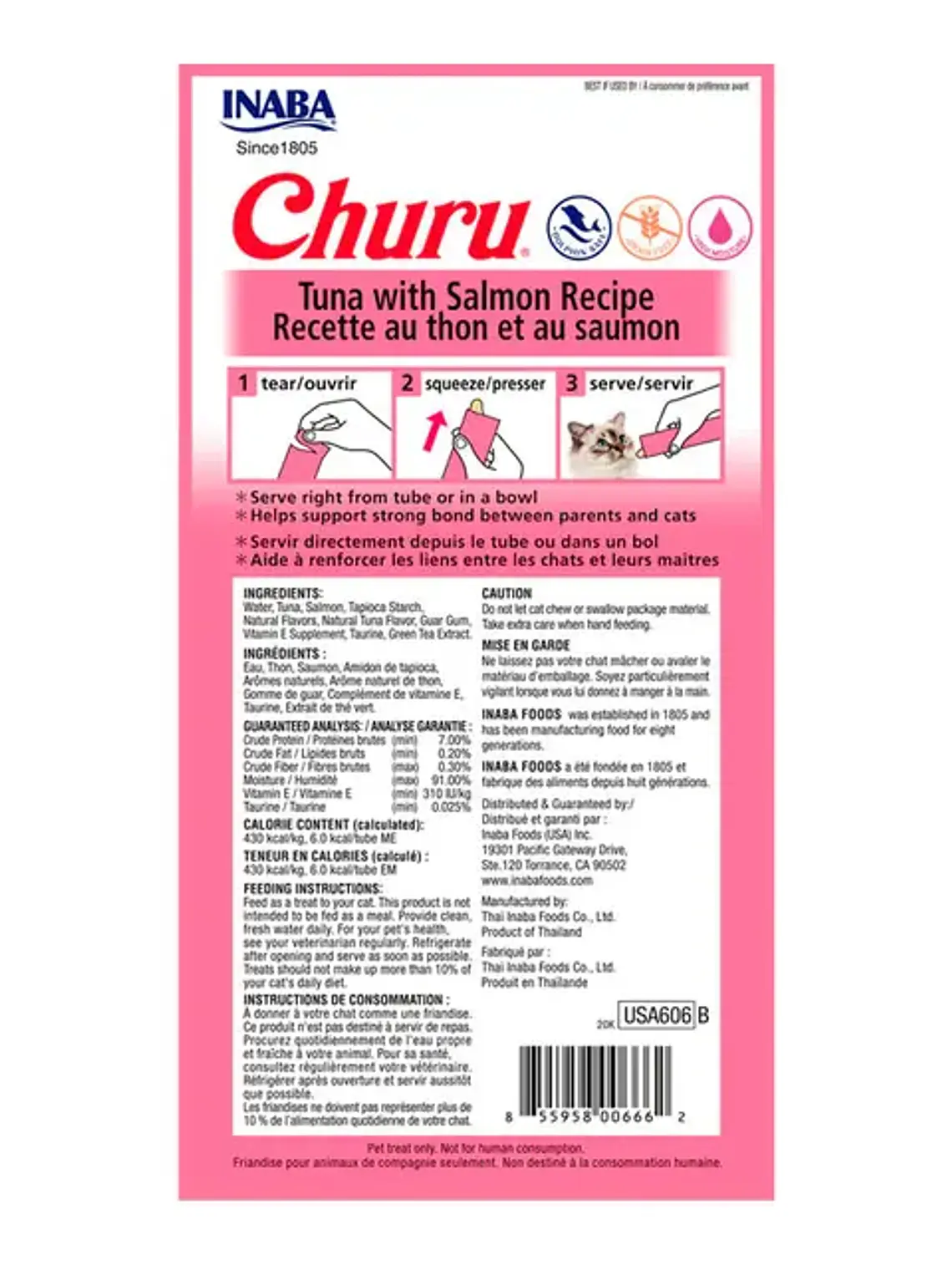 Snack Cremoso para Gato Inaba Churu Atún y Salmón 4 x 14 g 2