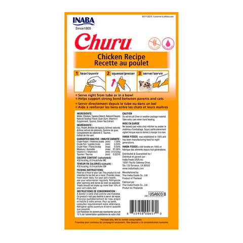 Snack Cremoso para Gato Inaba Churu Pollo 4 x 14 g