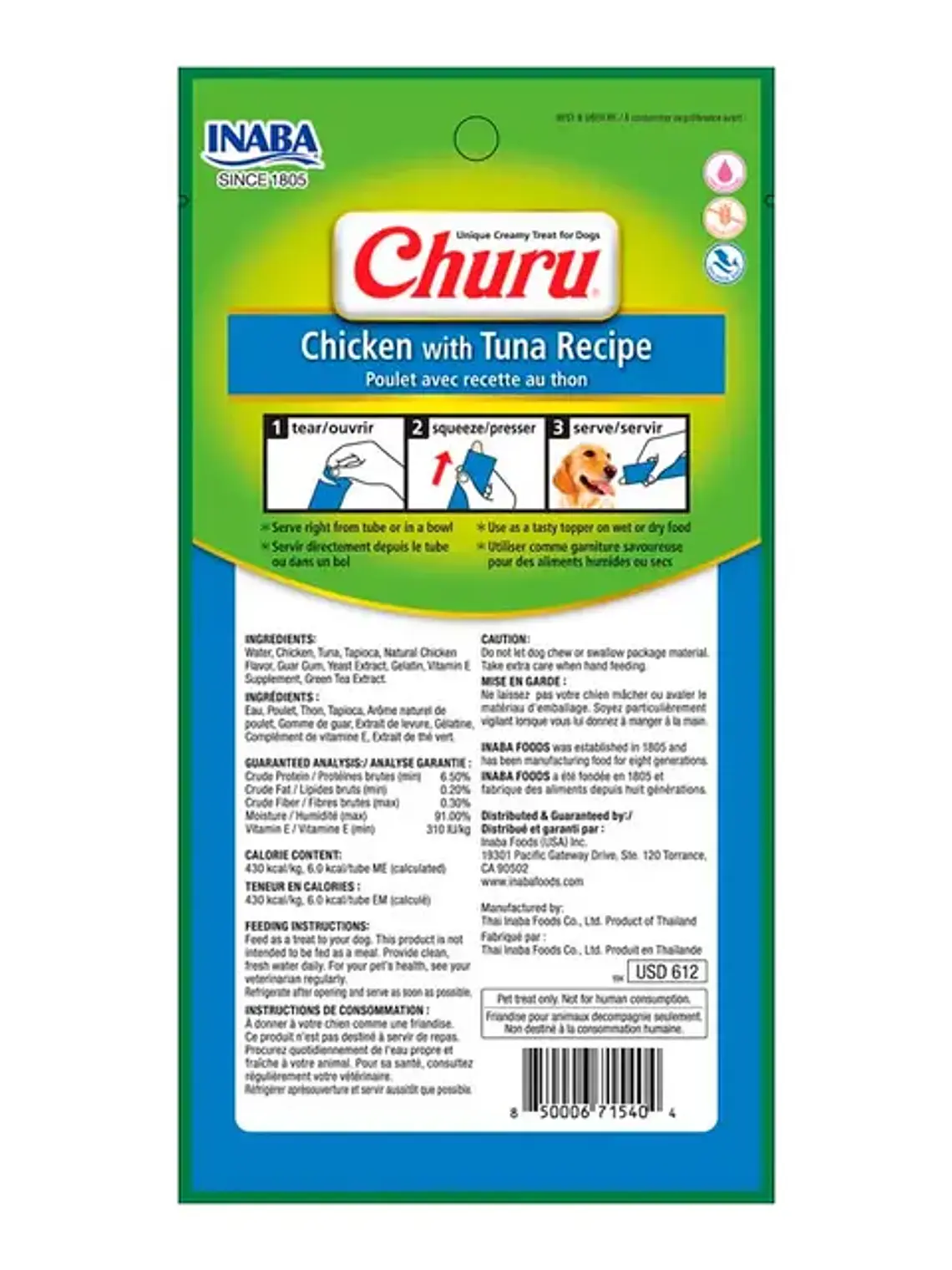 Snack Cremoso para Perro Inaba Churu Pollo con Atún 4 x 14 g 2