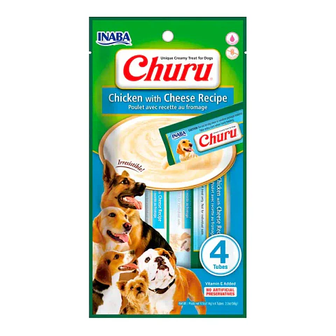 Snack Cremoso para Perro Inaba Churu Pollo con Queso 4 x 14 g