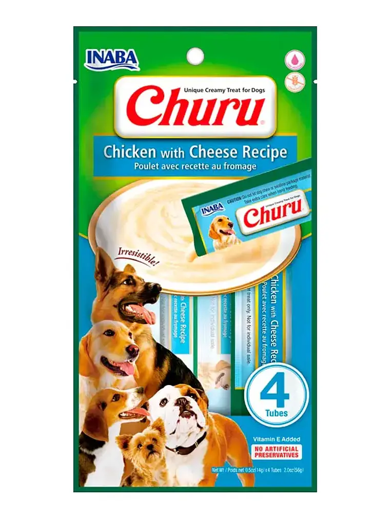 Snack Cremoso para Perro Inaba Churu Pollo con Queso 4 x 14 g 1