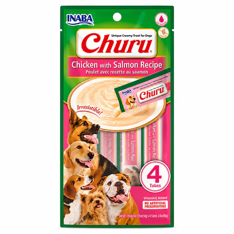 Snack Cremoso para Perro Inaba Churu Pollo con Salmón 4 x 14 g