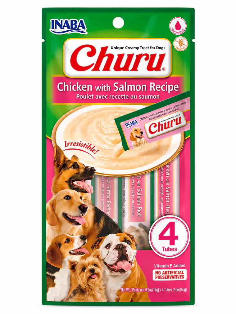Snack Cremoso para Perro Inaba Churu Pollo con Salmón 4 x 14 g 1
