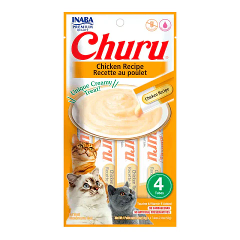 Snack Cremoso para Gato Inaba Churu Pollo Caja 24 x 14 g