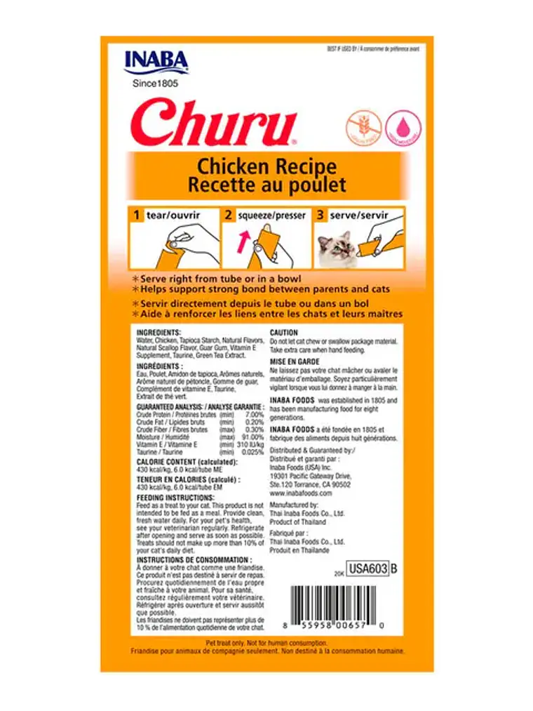 Snack Cremoso para Gato Inaba Churu Pollo Caja 24 x 14 g 3