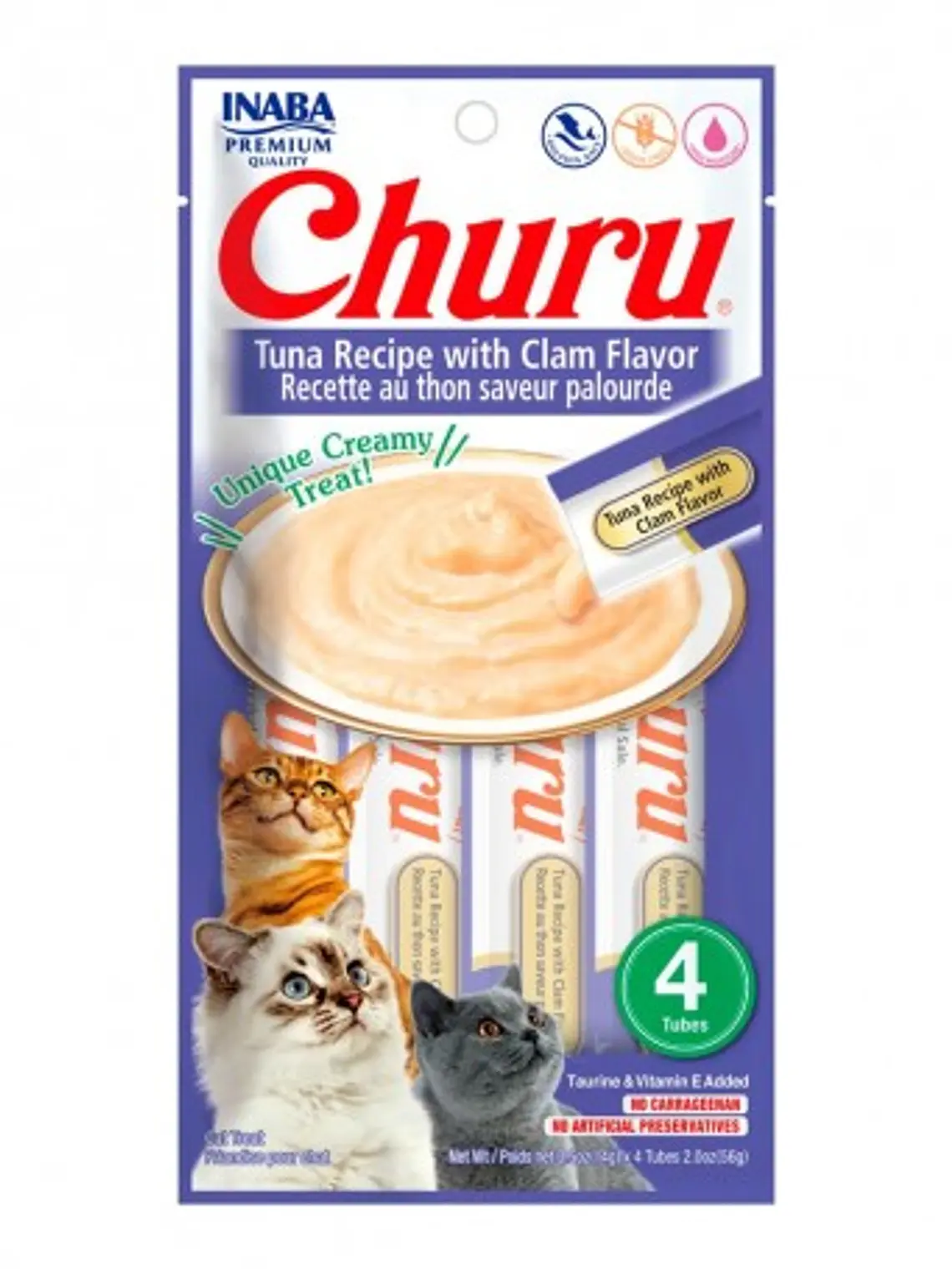 Snack Cremoso para Gato Inaba Churu Atún con Almeja Caja 24 x 14 g 2