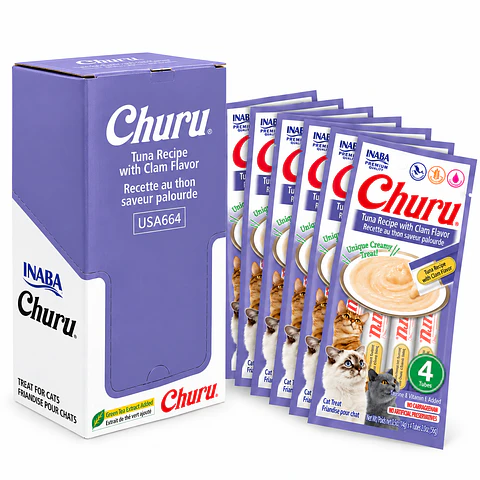 Snack Cremoso Gato Inaba Churu Atún con Almeja Caja 24x 14 g