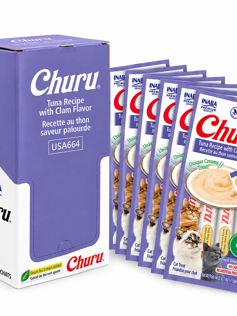 Snack Cremoso para Gato Inaba Churu Atún con Almeja Caja 24 x 14 g 1
