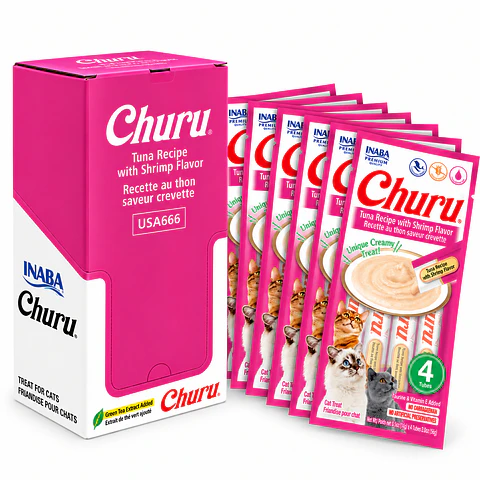 Snack Cremoso Gato Inaba Churu Atún / Camarones Caja 24x14 g