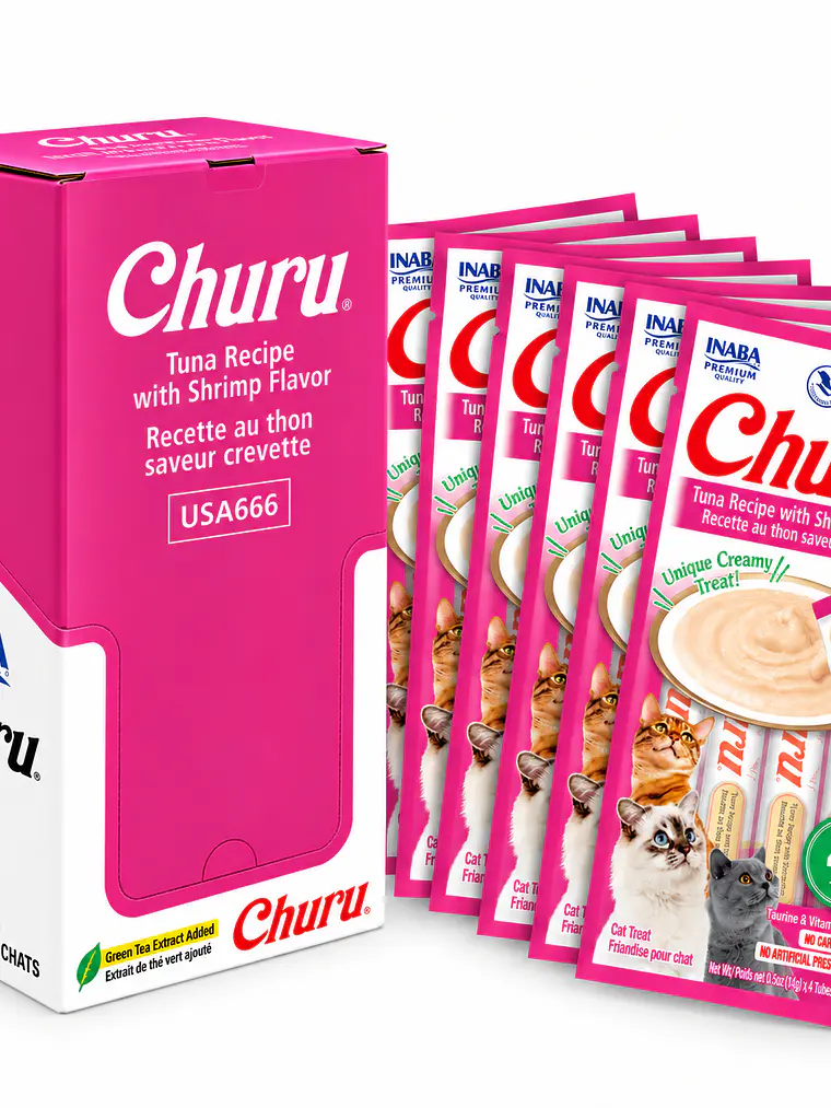 Snack Cremoso para Gato Inaba Churu Atún con Camarones Caja 24 x 14 g 1