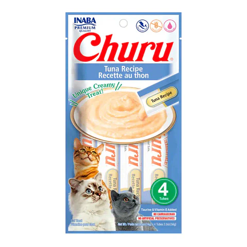 Snack Cremoso Gato Inaba Churu Atún y Salmón Caja 24 x 14 g