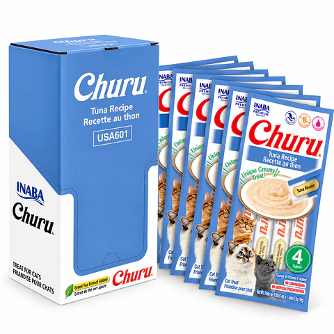 Snack Cremoso Gato Inaba Churu Atún y Salmón Caja 24 x 14 g