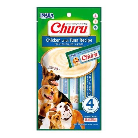 Snack Cremoso Perro Inaba Churu Pollo con Atún Caja 24x 14 g