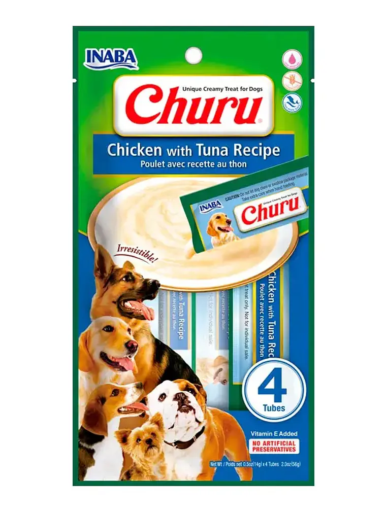 Snack Cremoso para Perro Inaba Churu Pollo con Atún Caja 24 x 14 g 2