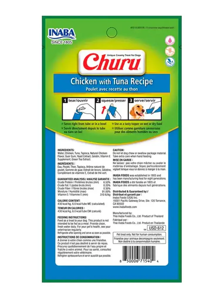Snack Cremoso para Perro Inaba Churu Pollo con Atún Caja 24 x 14 g 3