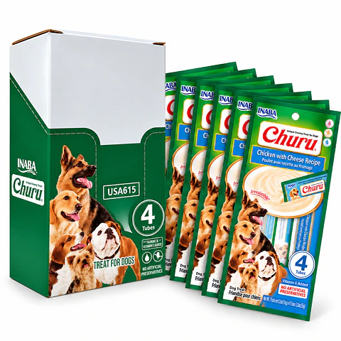 Snack Cremoso para Perro Inaba Churu Pollo con Queso Caja 24 x 14 g