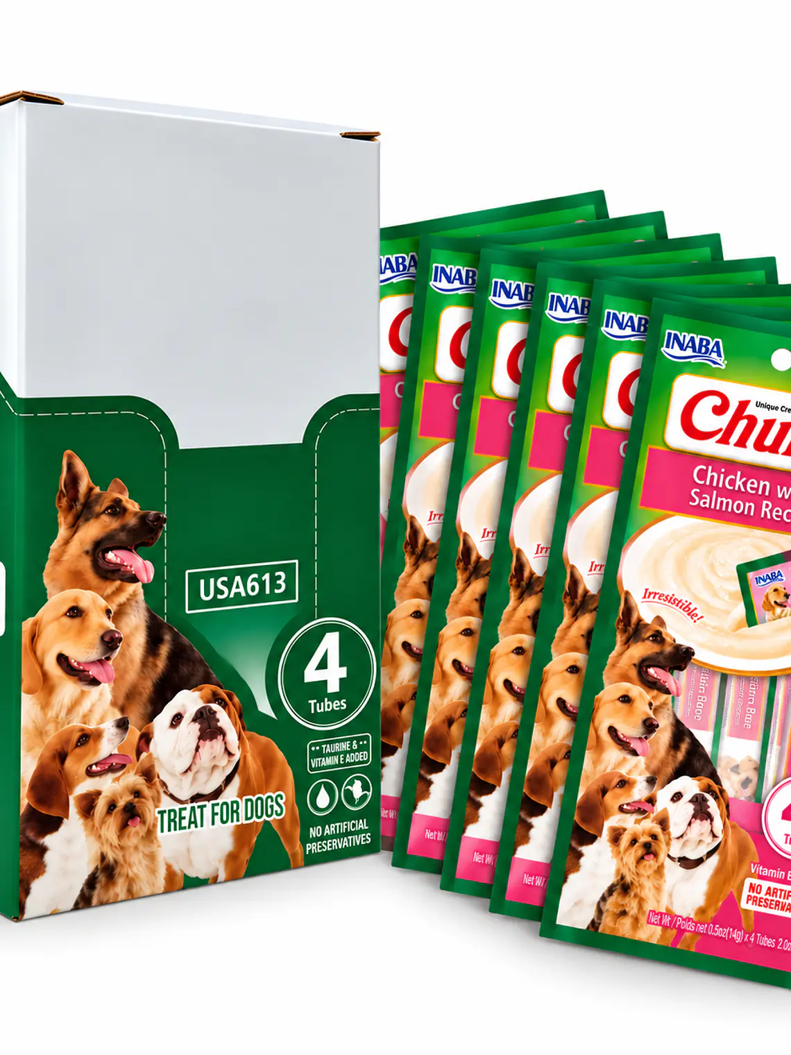 Snack Cremoso para Perro Inaba Churu Pollo con Salmón Caja 24 x 14 g 1