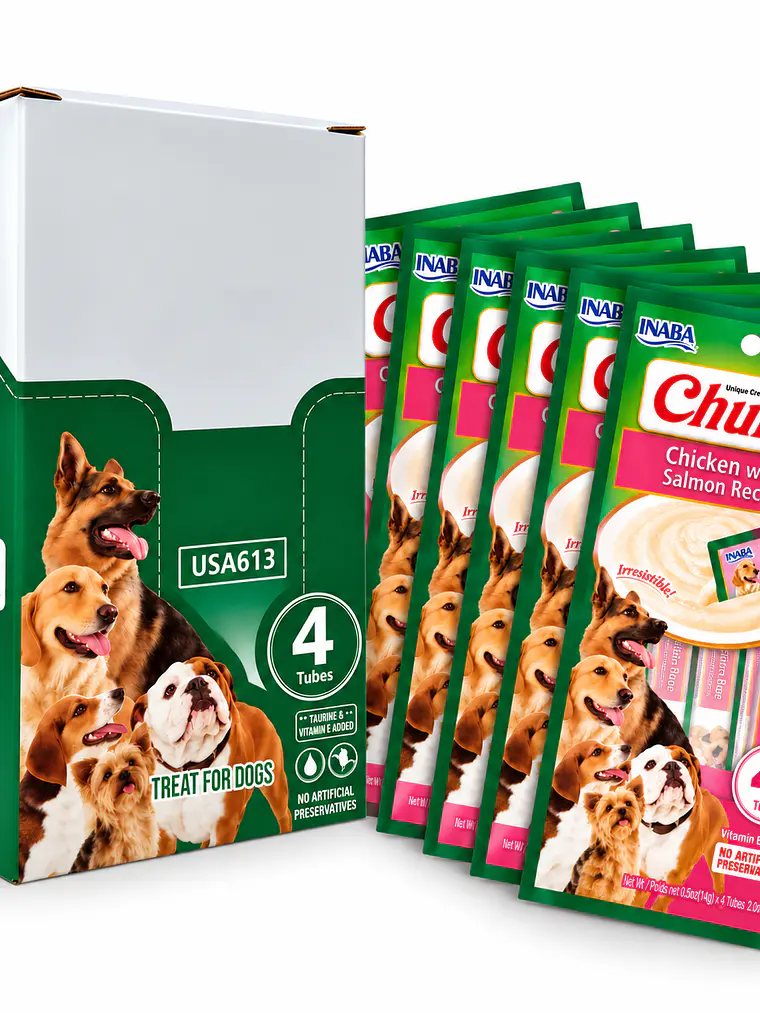 Snack Cremoso para Perro Inaba Churu Pollo con Salmón Caja 24 x 14 g 1