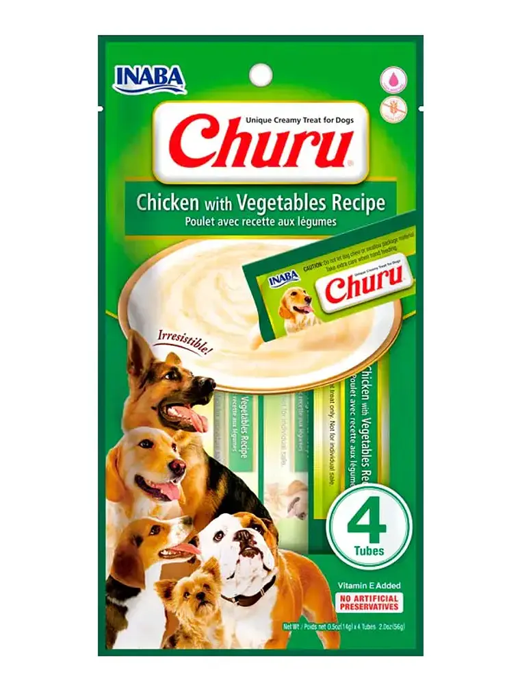 Snack Cremoso para Perro Inaba Churu Pollo con Vegetales Caja 24 x 14 g 2