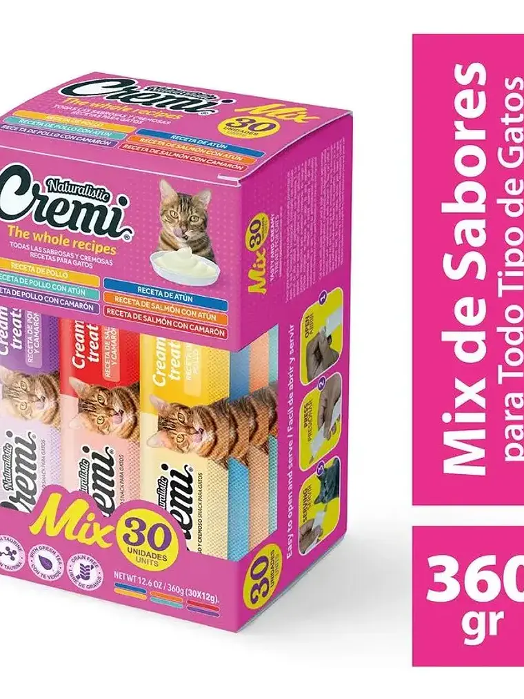 Snack Cremoso para Gatos Naturalistic Cremi Mix 30 x 12 g 3