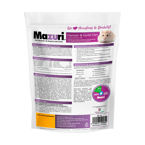 Mazuri Hamster & Gerbil Alimento Hámster y Jerbo 350 g