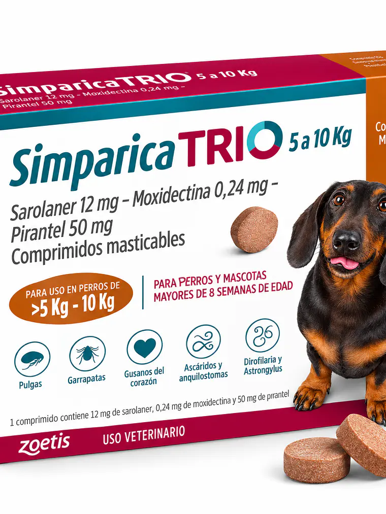 Simparica TRIO Perros 5 a 10 kg 3 Comprimidos – Zoetis 1