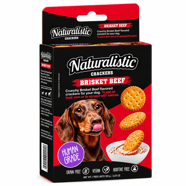 Naturalistic Crackers Brisket Beef Perro 200 g 1