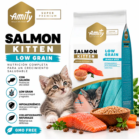 Amity Low Grain Salmón Gatito 2 kg