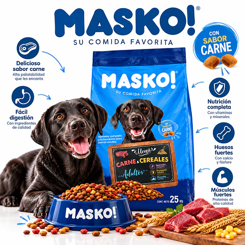 Masko Adulto Carne y Cereales 25 kg