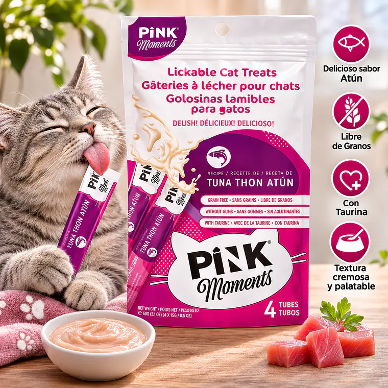 Pink Moments Snack Cremoso para Gatos Atún 4 x 15 g (60 g) 3