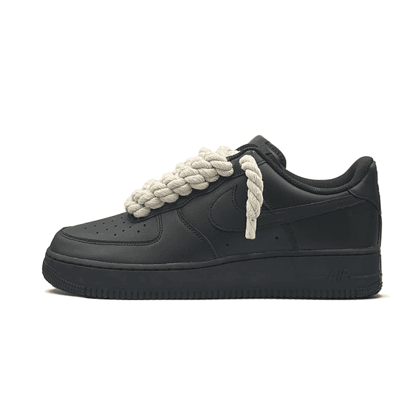 Air Force 1 Low Triple Black Rope Laces Beige